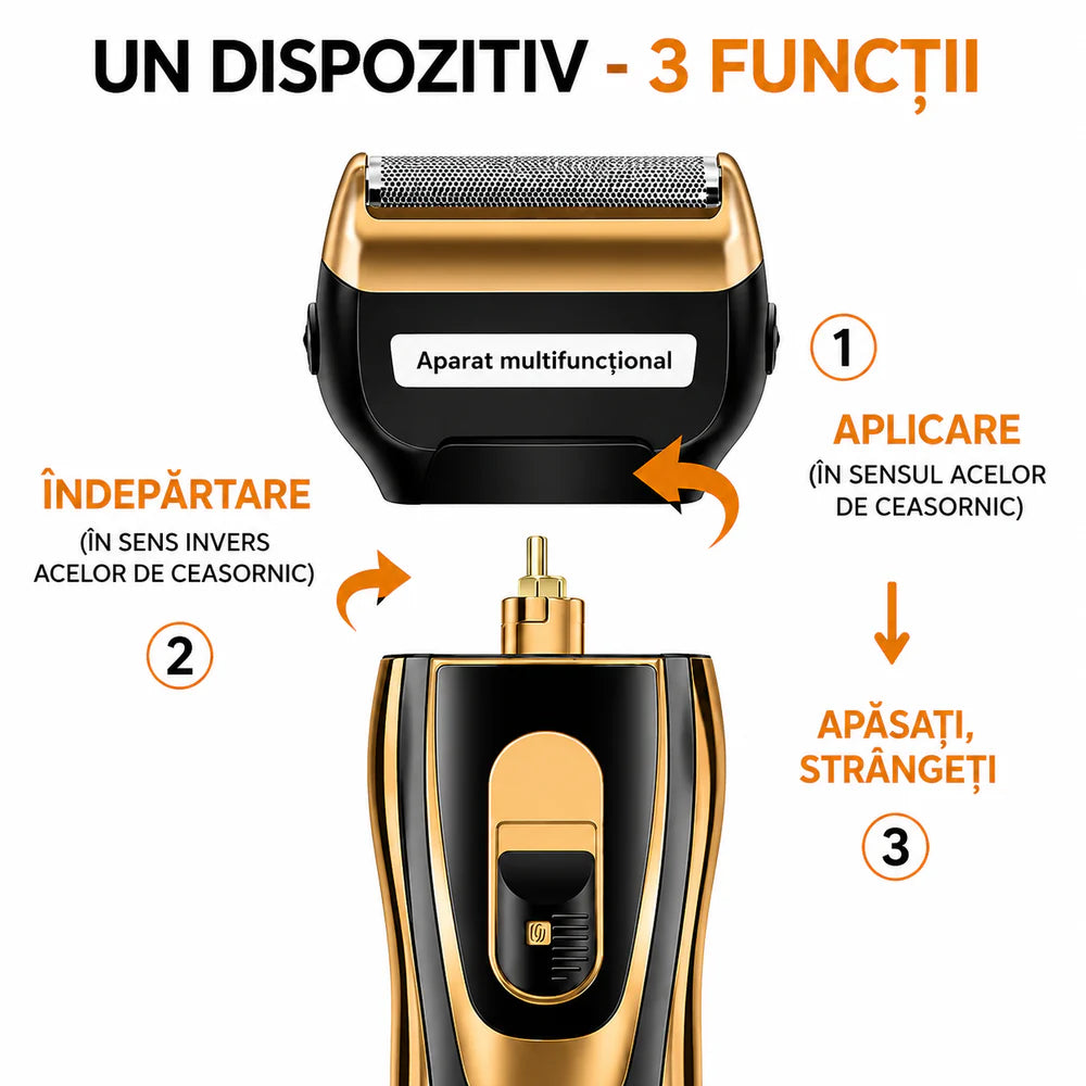 Aparat de tuns si ras multifuncțional 3 în 1 + Spray parfum barbati 90 ml cadou