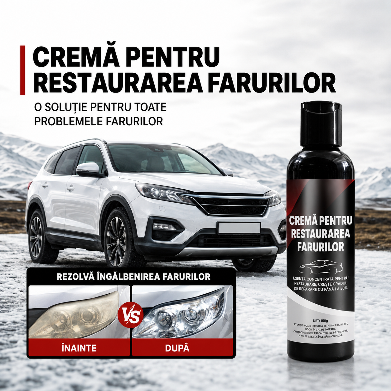 Set 2 x Pasta Polish pentru Restaurarea Farurilor Auto, 120 ml fiecare eShopix