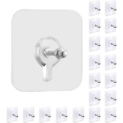 Set 20 Carlige Autoadezive, Rezistente 5 kg, Agatatori Transparente pentru Perete, 6x6 cm - PromotiiZilnice