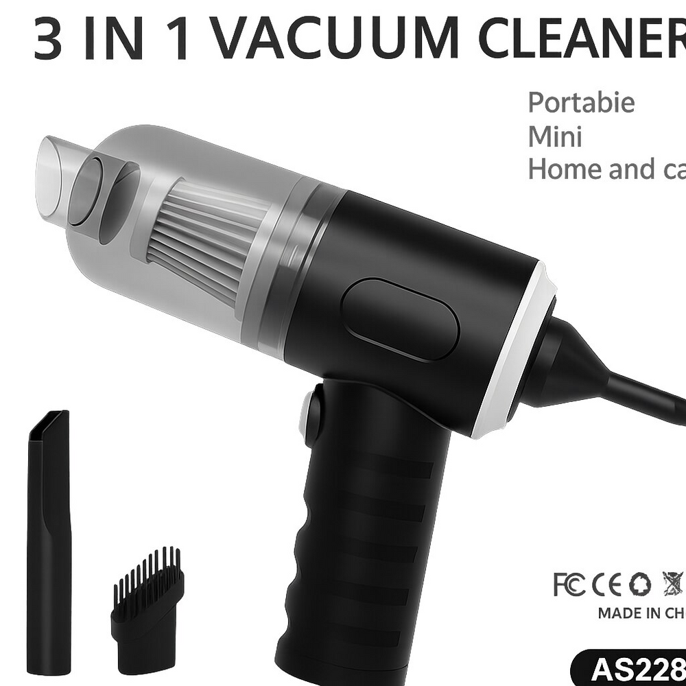 Aspirator Portabil, 3 in 1, Ideal pentru Masina, Casa si Birou, Putere 120W, Autonomie 20 Minute, Functie Aspirare si Suflare PromotiiZilnice