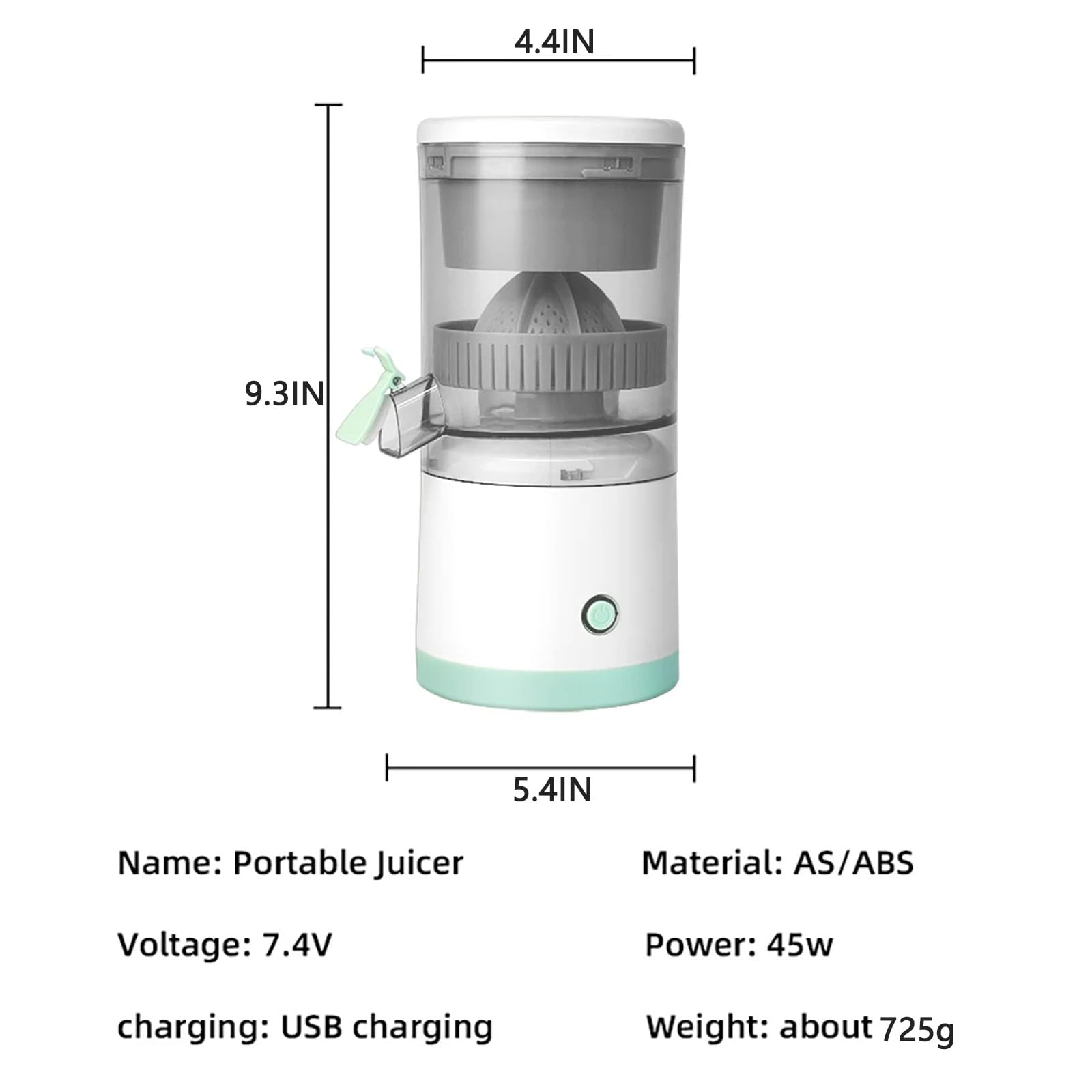 Storcător portabil electric pentru citrice, USB, 45W - PromotiiZilnice