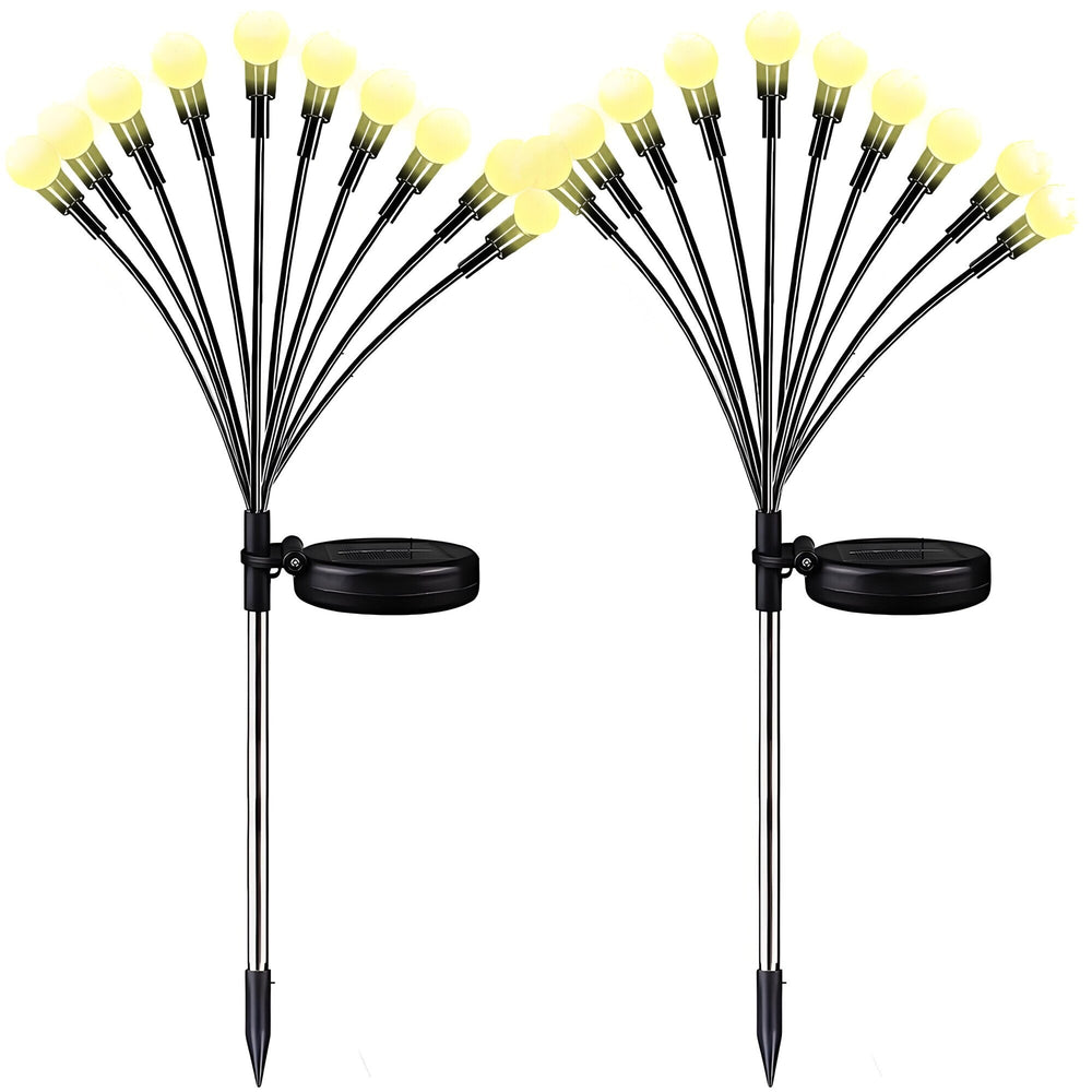Set 2 Lampi Solare Licurici pentru Gradina, 8 LED-uri, 70 cm, Lumina Alb Cald, IP65, ABS - PromotiiZilnice