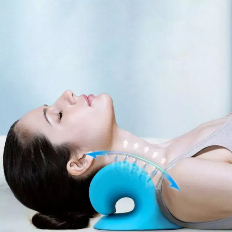 Set 2 Perne cervicale pentru gat si umeri, dispozitiv tractiune si relaxare musculara, culoare albastra - PromotiiZilnice