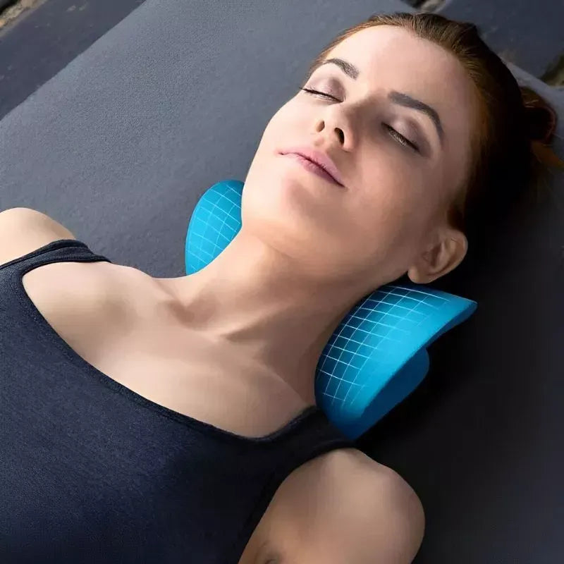 Set 2 Perne cervicale pentru gat si umeri, dispozitiv tractiune si relaxare musculara, culoare albastra - PromotiiZilnice