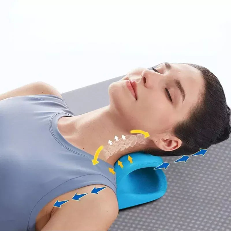Set 2 Perne cervicale pentru gat si umeri, dispozitiv tractiune si relaxare musculara, culoare albastra - PromotiiZilnice