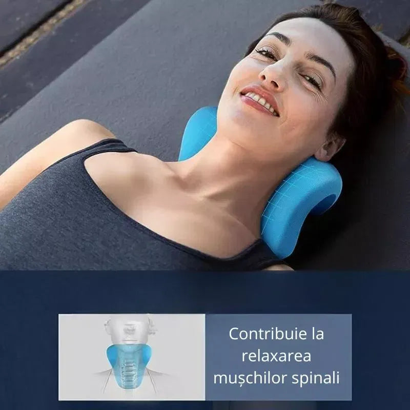 Set 2 Perne cervicale pentru gat si umeri, dispozitiv tractiune si relaxare musculara, culoare albastra - PromotiiZilnice