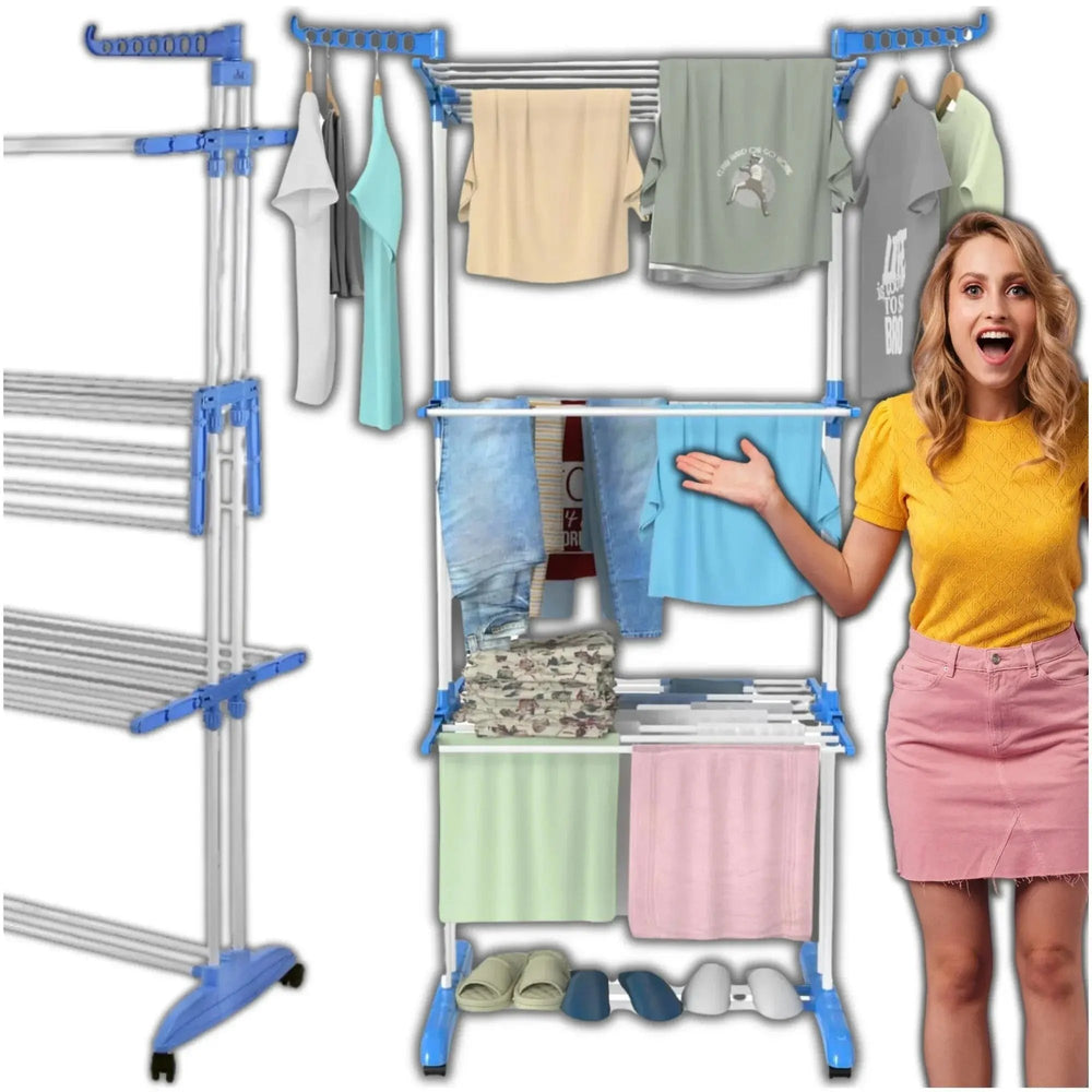 Uscator vertical rufe pliabil cu roti si suport umerase PromotiiZilnice