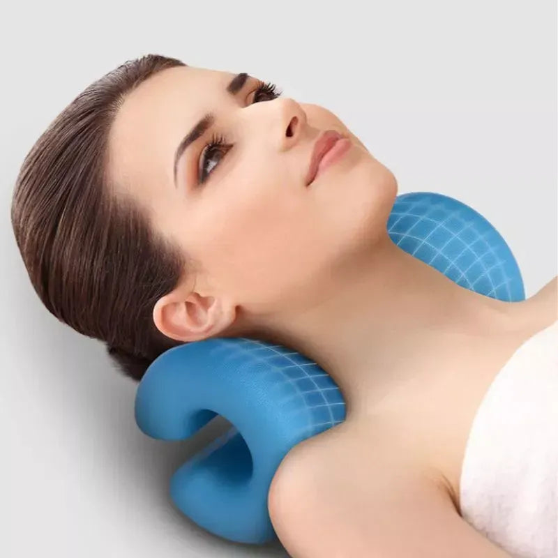 Set 2 Perne cervicale pentru gat si umeri, dispozitiv tractiune si relaxare musculara, culoare albastra - PromotiiZilnice