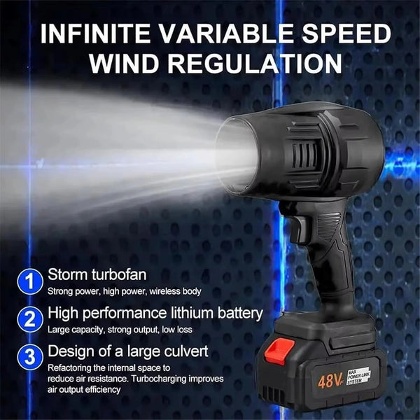 Suflanta Turbo Auto Portabila 1050W, 35000 RPM, 2 Acumulatori 48V