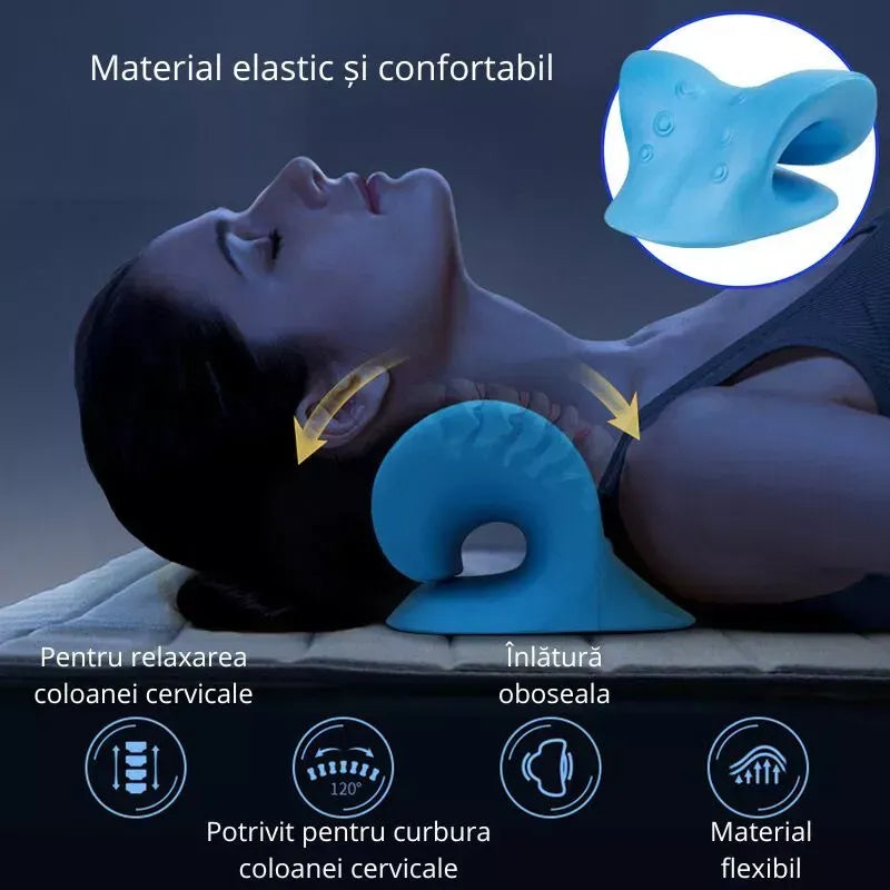 Set 2 Perne cervicale pentru gat si umeri, dispozitiv tractiune si relaxare musculara, culoare albastra - PromotiiZilnice