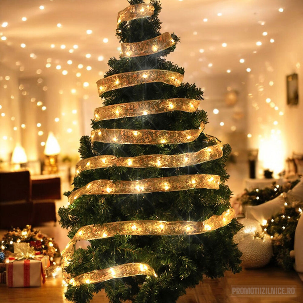 Set 2 x Banda luminoasa LED Craciun, 10m, 100 LED-uri, pentru decor casa si exterior - PromotiiZilnice