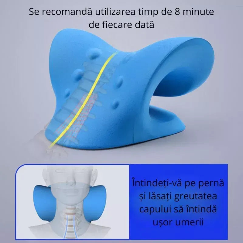 Set 2 Perne cervicale pentru gat si umeri, dispozitiv tractiune si relaxare musculara, culoare albastra - PromotiiZilnice