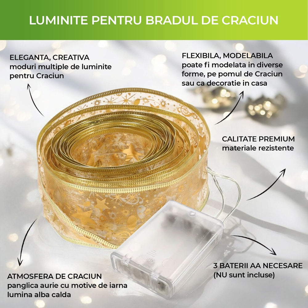 Set 2 x Banda luminoasa LED Craciun, 10m, 100 LED-uri, pentru decor casa si exterior - PromotiiZilnice