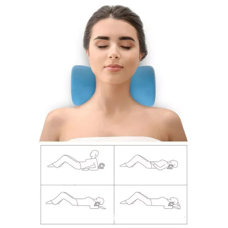 Set 2 Perne cervicale pentru gat si umeri, dispozitiv tractiune si relaxare musculara, culoare albastra - PromotiiZilnice