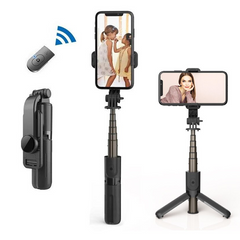 Trepied selfie stick Bluetooth cu lumină LED, extensibil 105 cm, Negru - PromotiiZilnice