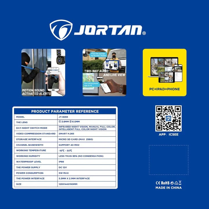 Set 2 Camere Supraveghere, Jortan 6MP Full HD 4K, Detectare Umana si Faciala, 2 Carduri 32GB incluse PromotiiZilnice