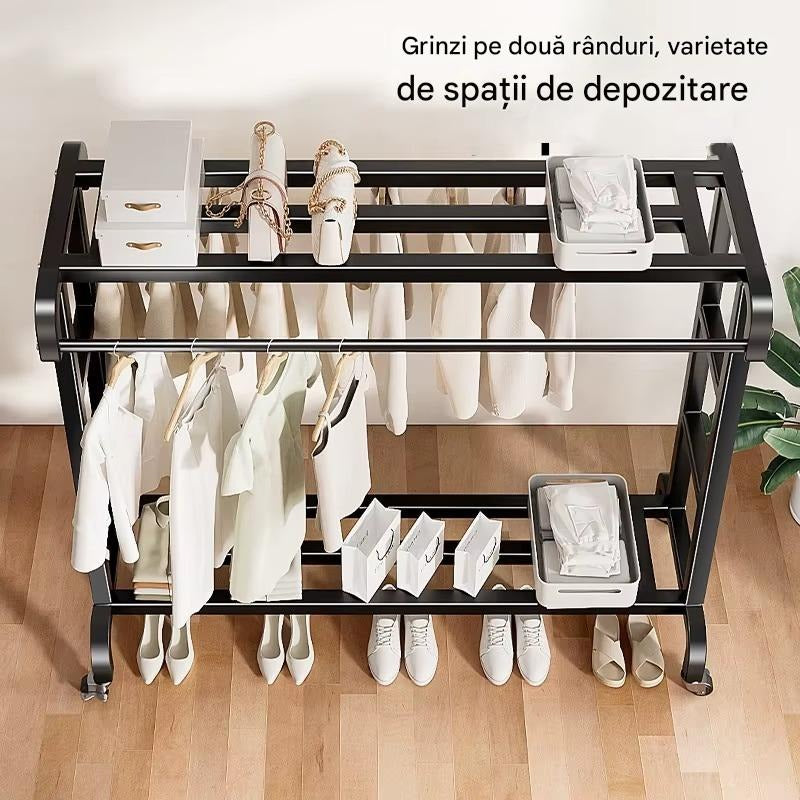 Raft metalic dublu pentru haine și pantofi, stabil, montaj rapid - PromotiiZilnice