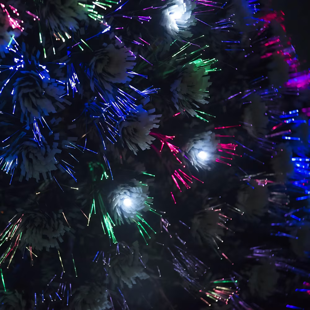 Brad Craciun 210 cm cu 240 LED RGB si Fibra Optica, Stea Luminoasa, Suport Metalic, IP20 – Verde - PromotiiZilnice