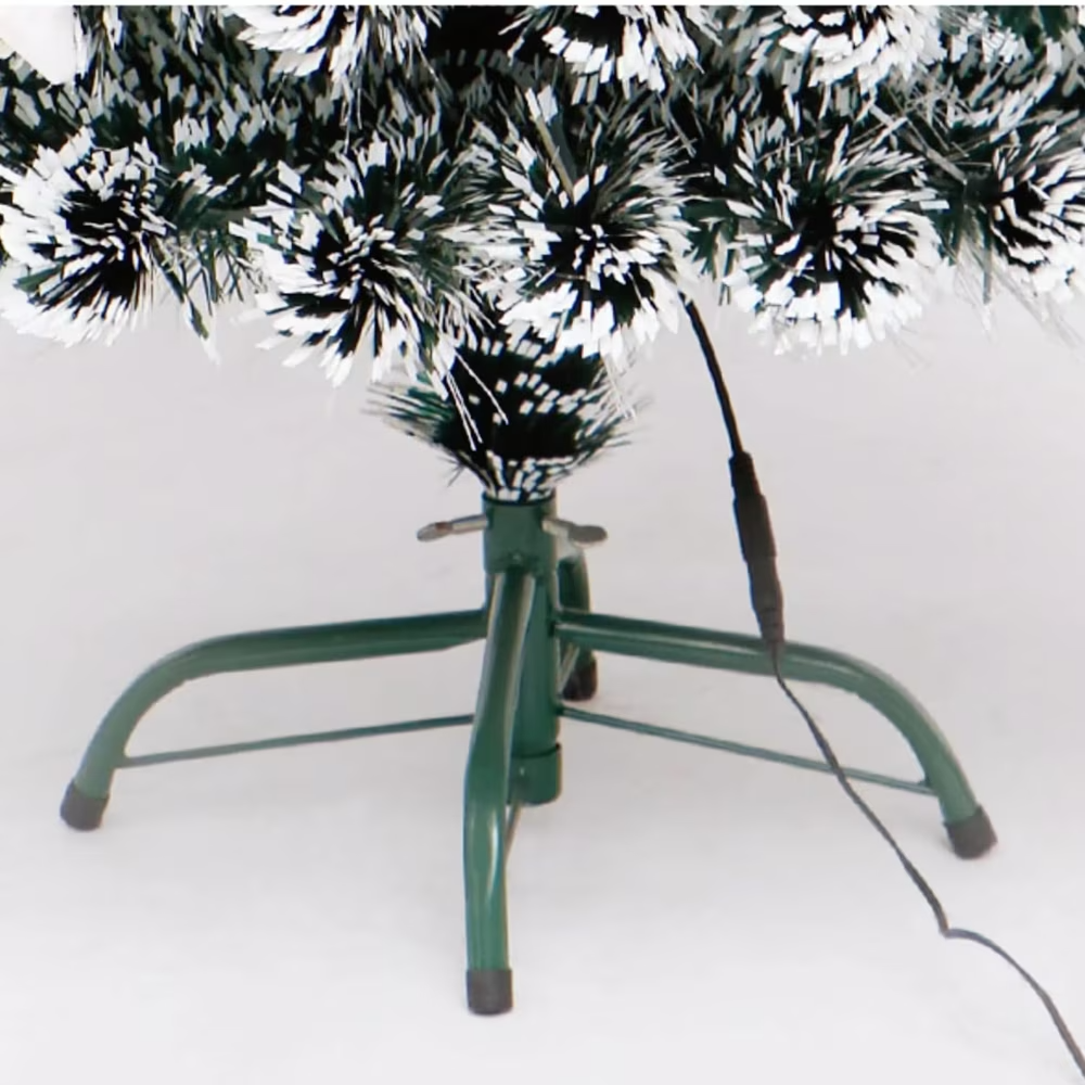 Brad Craciun 210 cm cu 240 LED RGB si Fibra Optica, Stea Luminoasa, Suport Metalic, IP20 – Verde - PromotiiZilnice