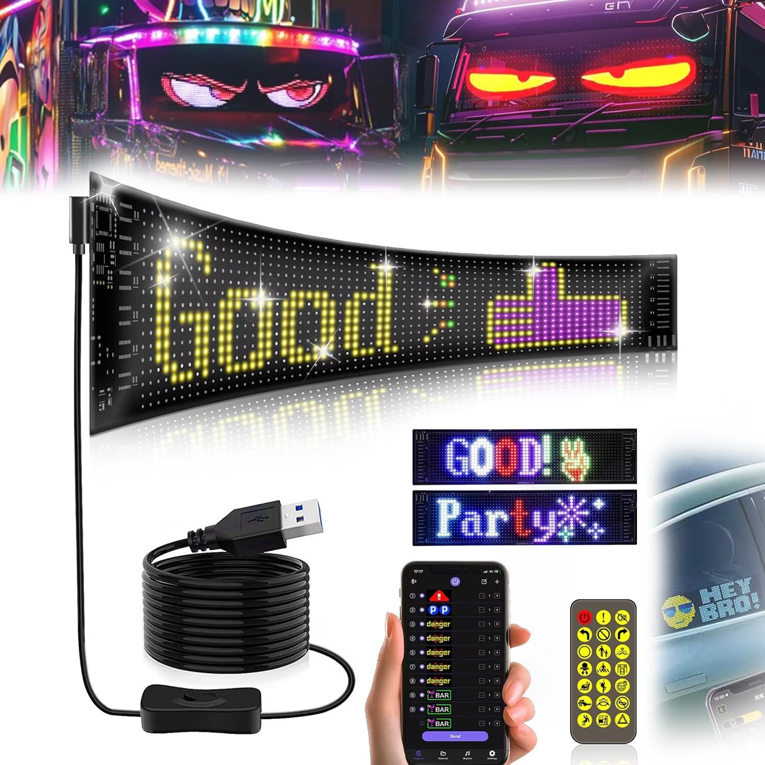 Banda LED RGB Interior/Exterior, 120x595mm, Telecomanda si Aplicatie, Kit Montaj Inclus - PromotiiZilnice