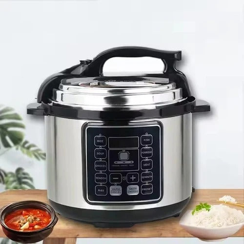 Multicooker 6L cu 14 programe, gatire sub presiune si mentinere la cald, negru/argintiu - PromotiiZilnice