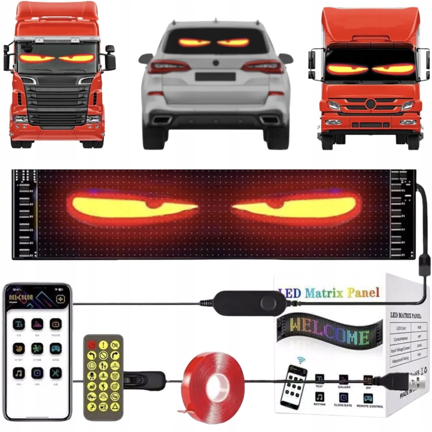 Banda LED RGB Interior/Exterior, 120x595mm, Telecomanda si Aplicatie, Kit Montaj Inclus - PromotiiZilnice Imagine principală a produsului