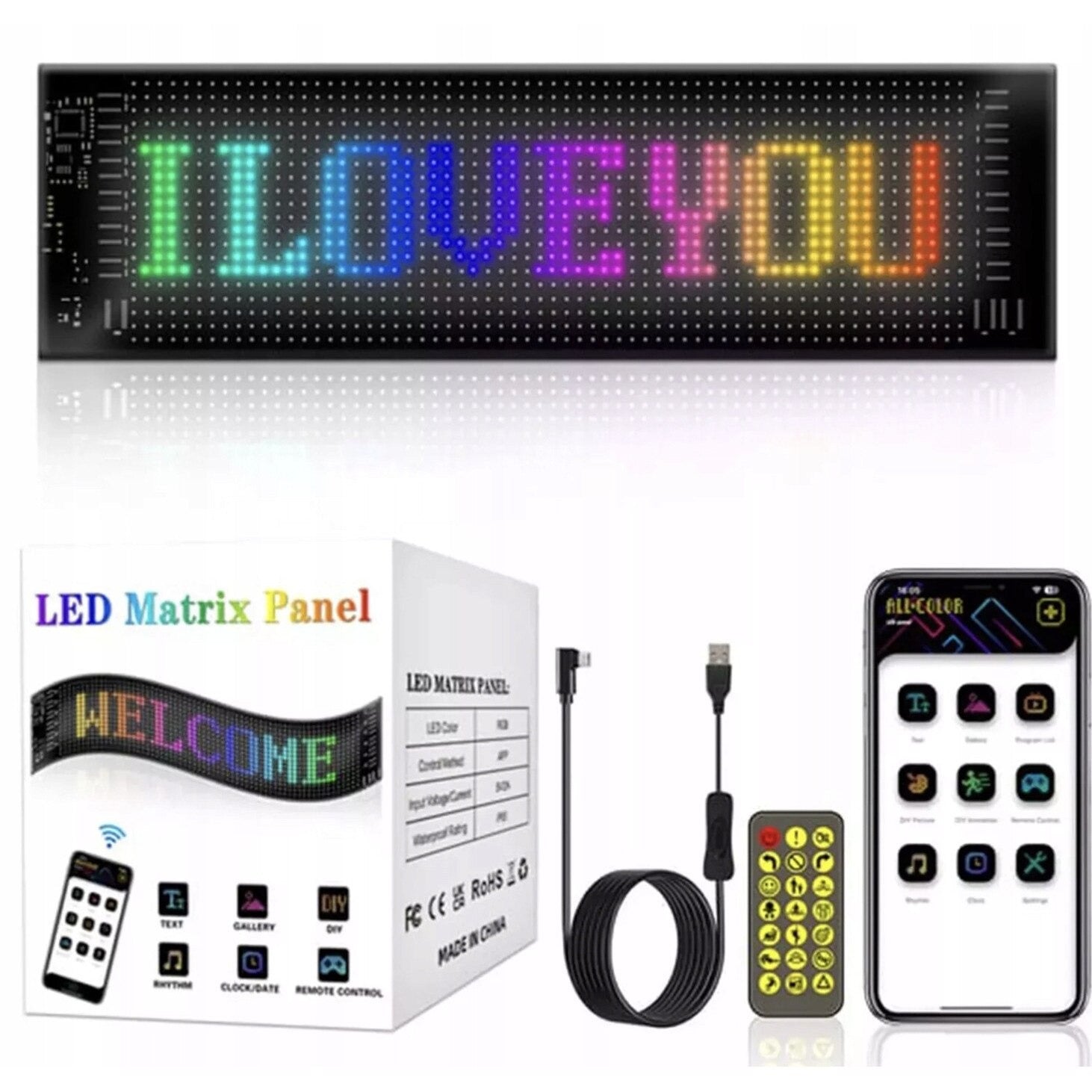 Banda LED RGB Interior/Exterior, 120x595mm, Telecomanda si Aplicatie, Kit Montaj Inclus - PromotiiZilnice