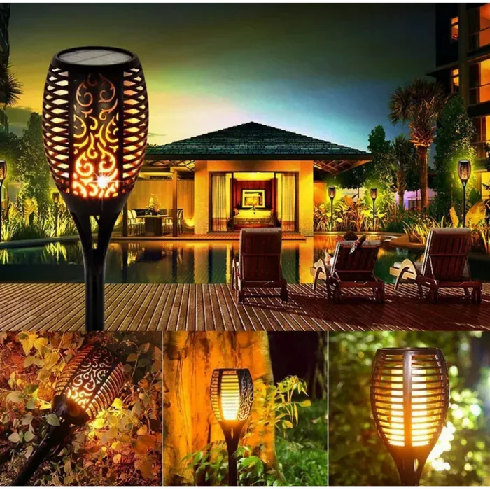 Set 8 Lampi Solare Gradina, LED, Efect Flacara Imagine secundară a produsului