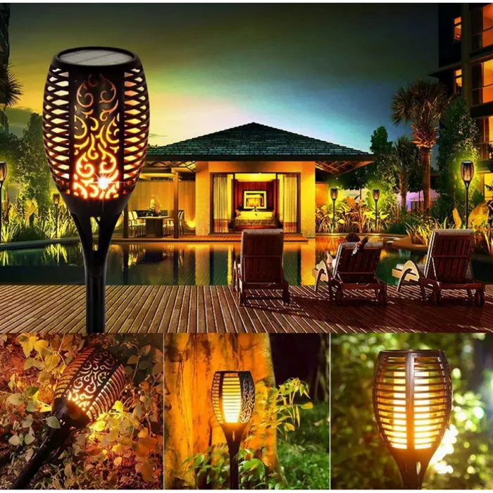Set 8 Lămpi Solare pentru Grădină tip Torță cu Efect Flacără Realistă - PromotiiZilnice