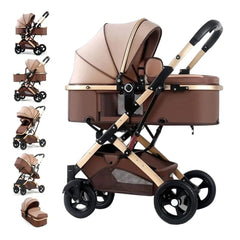 Carucior 2 în 1 - Model de Lux cu Peisaj Inalt - Pliabil cu Un Singur Buton - PromotiiZilnice