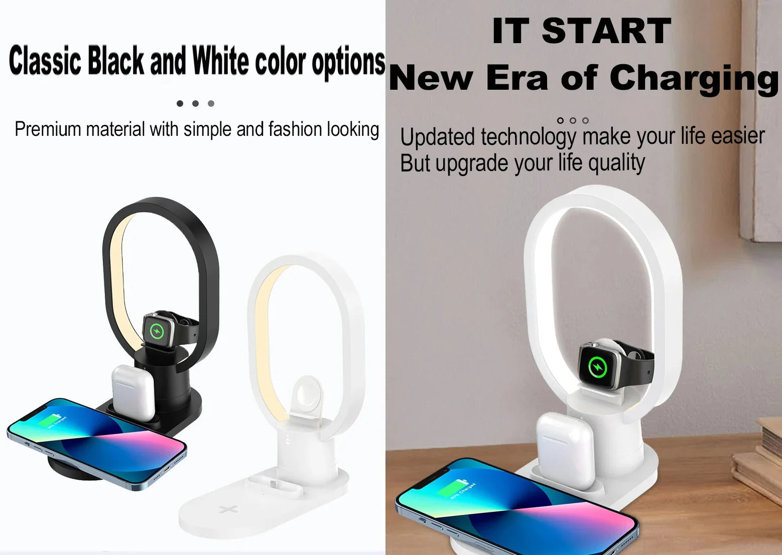 Incarcator Wireless 4 in 1, Incarcare Rapida cu Iluminare Led Imagine secundară a produsului