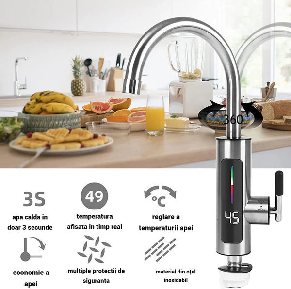 Robinet Electric Instant, Apa Calda, 3000W, IPX4, Rotire 360°