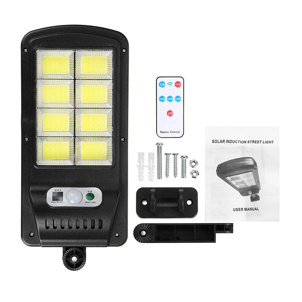 Lampa cu Incarcare Solara, Jortan 8 Celule, 100W, 160 LED-uri COB, Senzor de miscare - PromotiiZilnice