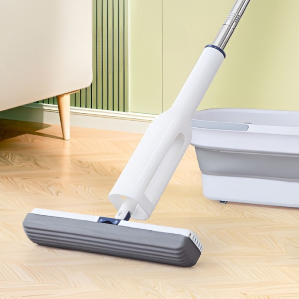 Mop Telescopic Profesional cu Galeata Pliabila, Burete Bumbac si Tija Reglabila PromotiiZilnice