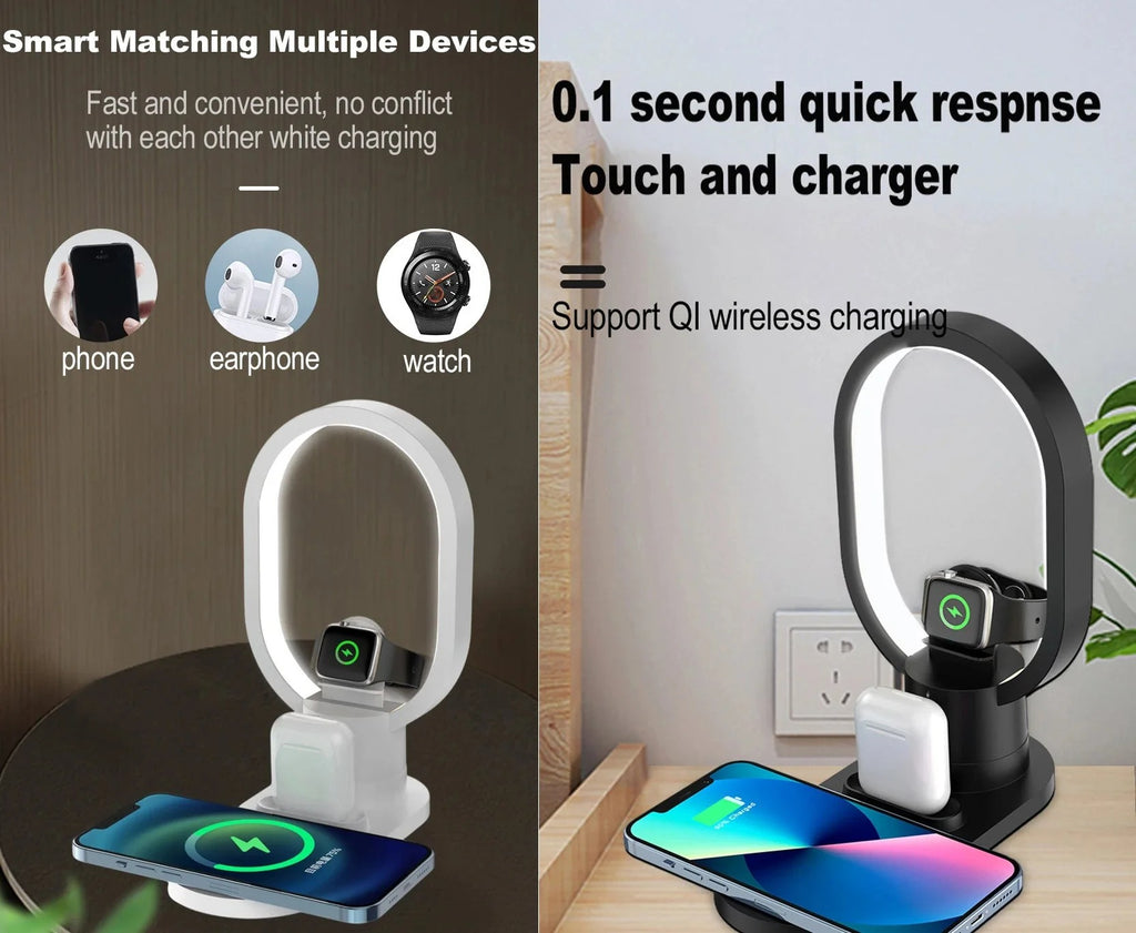 Incarcator Wireless 4 in 1, Incarcare Rapida cu Iluminare Led - PromotiiZilnice
