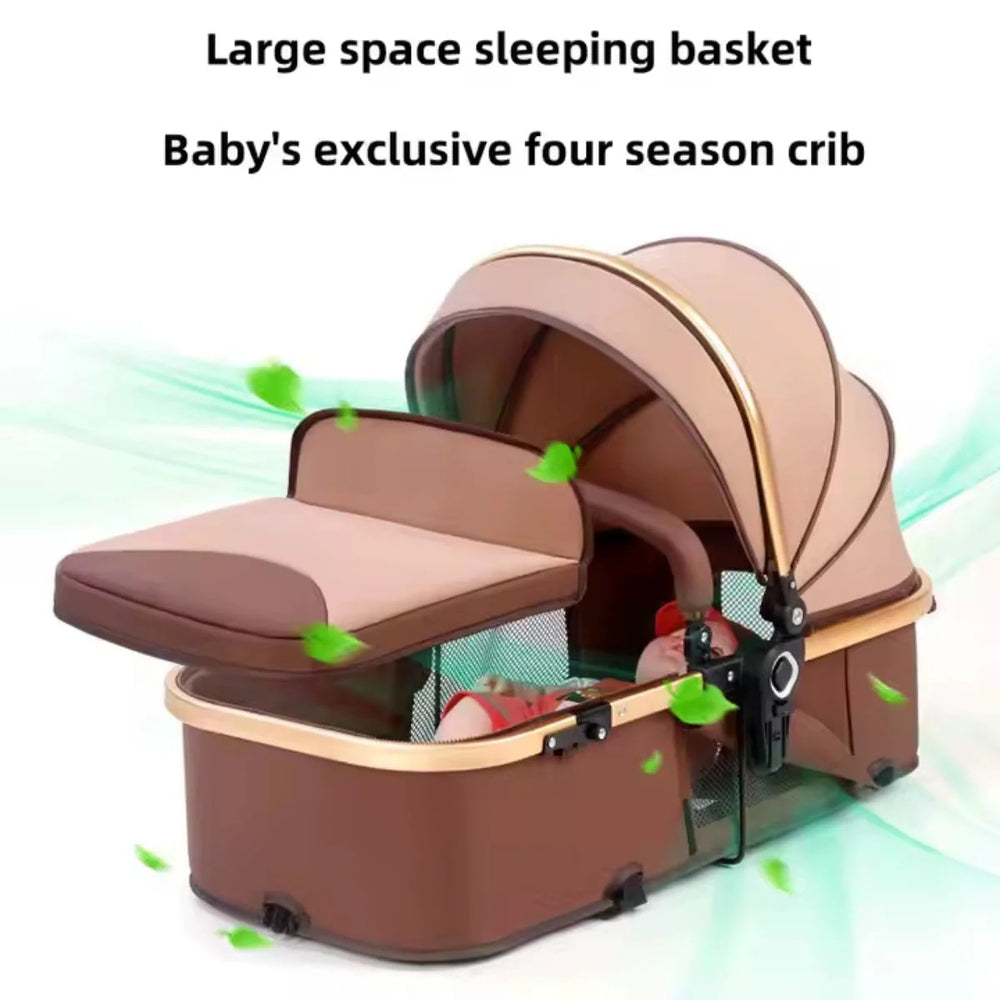 Carucior 2 în 1 - Model de Lux cu Peisaj Inalt - Pliabil cu Un Singur Buton - PromotiiZilnice