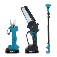 Set Foarfeca de Gradina si Mini Drujba Profesionala, 2 Acumulatori 48V, Lama 16 cm, Brat Telescopic 2.13 M PromotiiZilnice