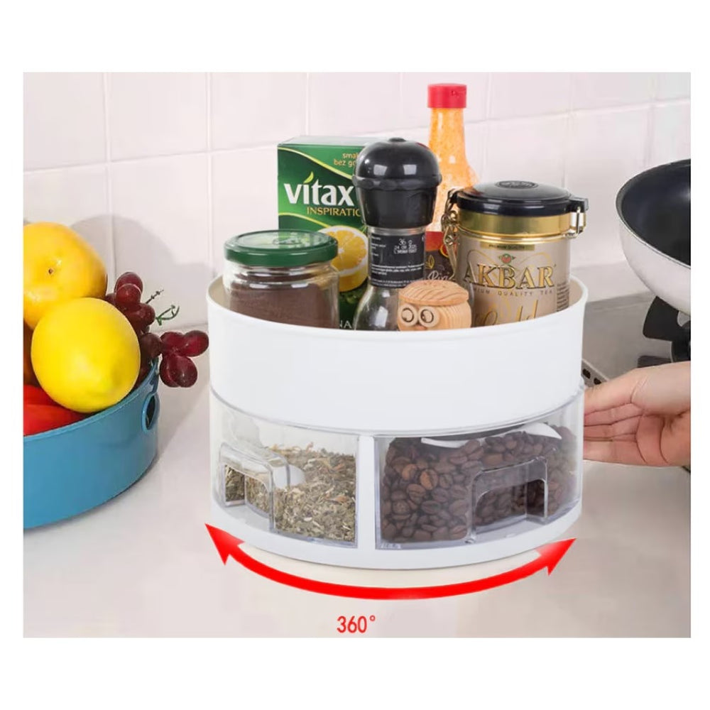 Organizator rotativ, pentru bucatarie, sertare de condimente si lingurite din plastic, rotund, 13x22, 5 cm PromotiiZilnice