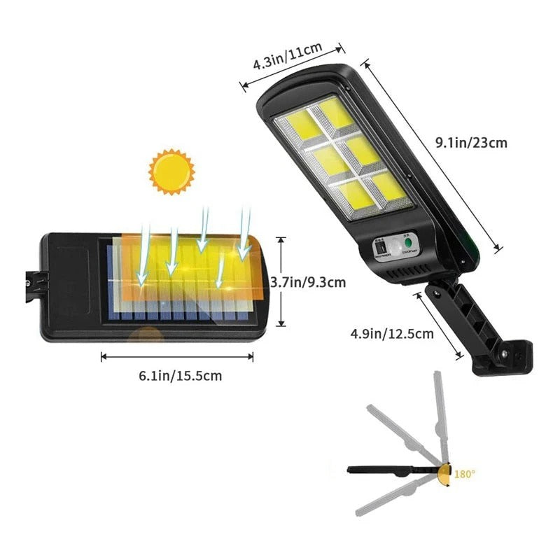 Lampa cu Incarcare Solara, Jortan 8 Celule, 100W, 160 LED-uri COB, Senzor de miscare