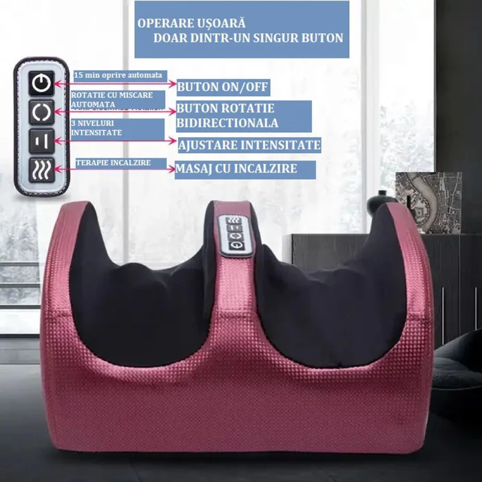 Aparat masaj picioare Shiatsu cu incalzire, 20 role, 4 programe, 3 niveluri intensitate - PromotiiZilnice