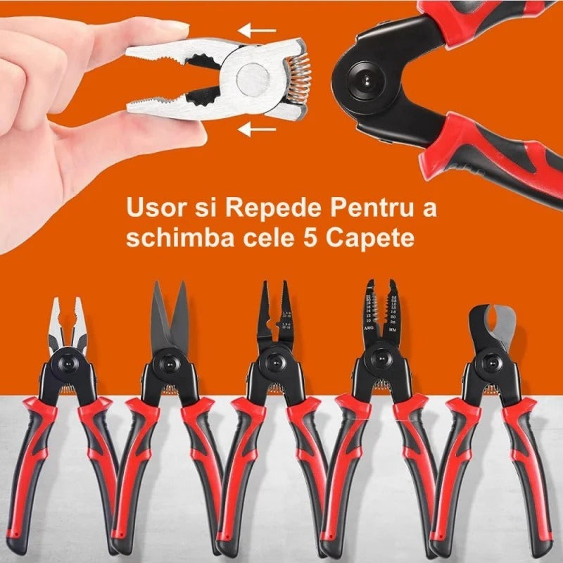 Cleste Electrician 5 in 1 ,Sertizare, Taiat si Deizolat Cabluri Imagine secundară a produsului