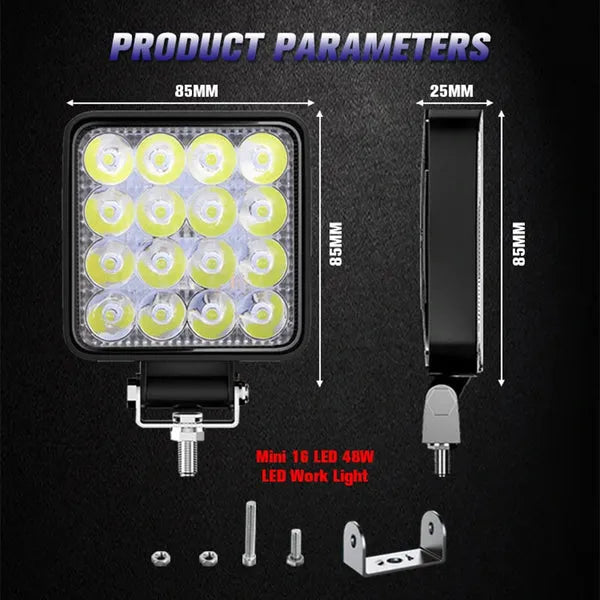 Set 8 proiectoare 16 LED 48W auto OFF-ROAD, IP 67 - PromotiiZilnice