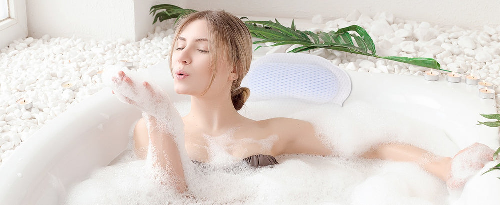 Perna pentru cada cu suport ergonomic pentru cap, material textil moale, alb - PromotiiZilnice