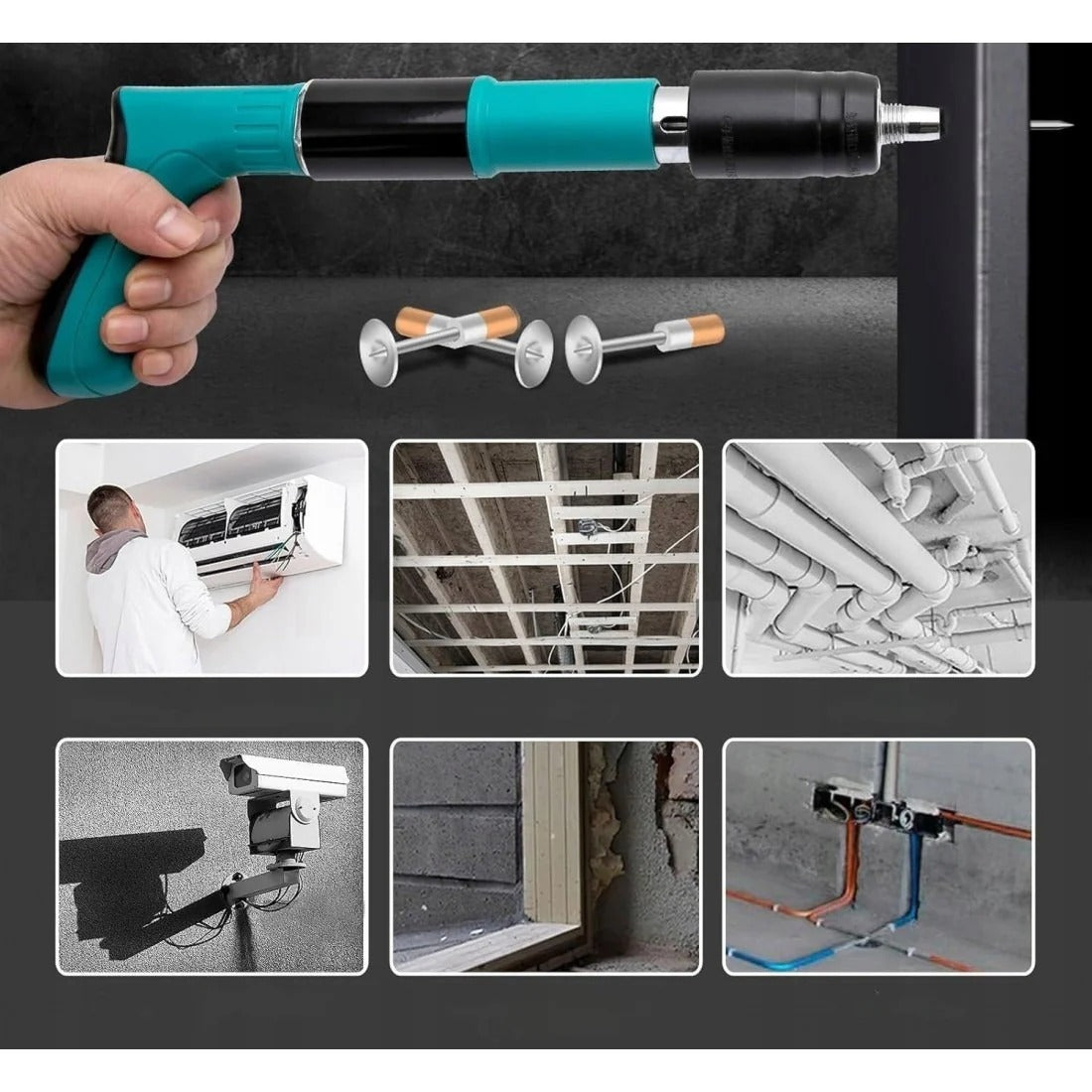 Kit pistol manual pentru fixare nituri/ cuie, Accesorii + 50 Cuie PromotiiZilnice