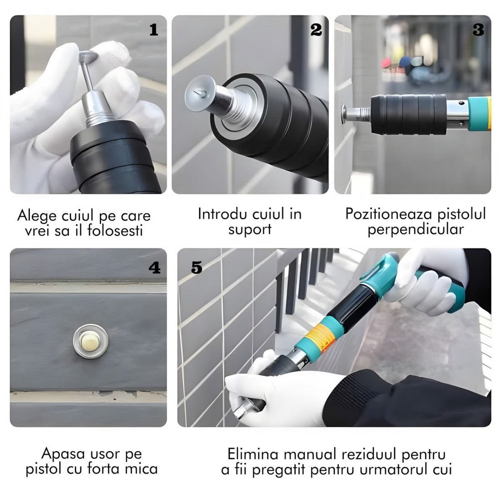 Kit pistol manual pentru fixare nituri/ cuie, Accesorii + 50 Cuie PromotiiZilnice