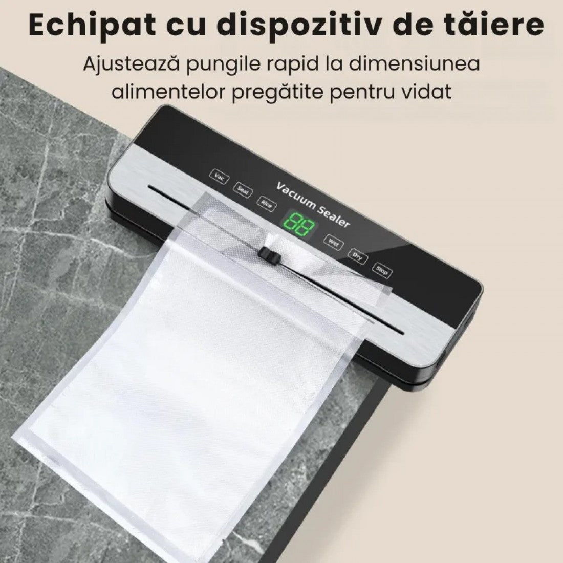 Aparat Profesional pentru Vidat si Sigilat Alimente, 10 Pungi Incluse PromotiiZilnice