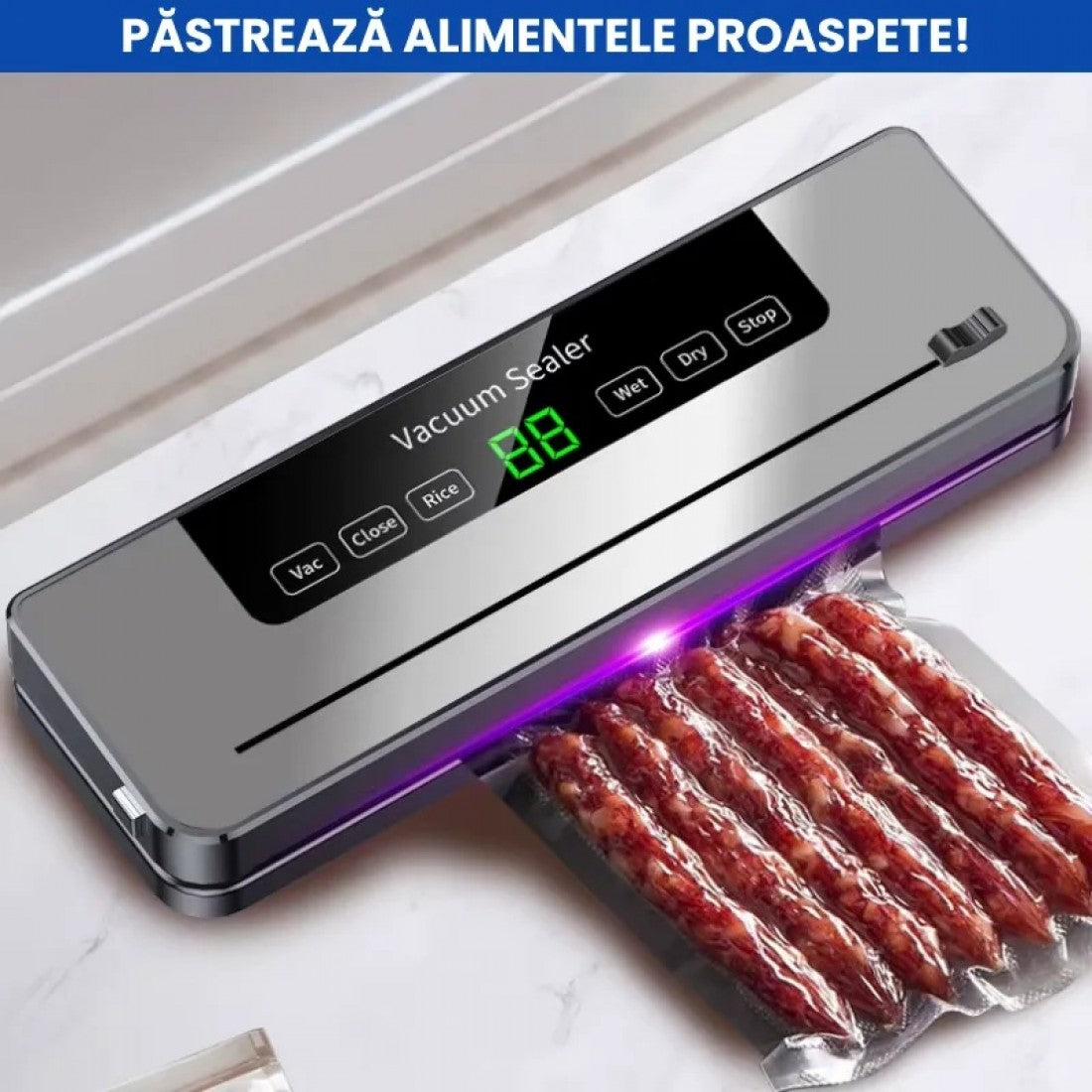 Aparat Profesional pentru Vidat si Sigilat Alimente, 10 Pungi Incluse PromotiiZilnice