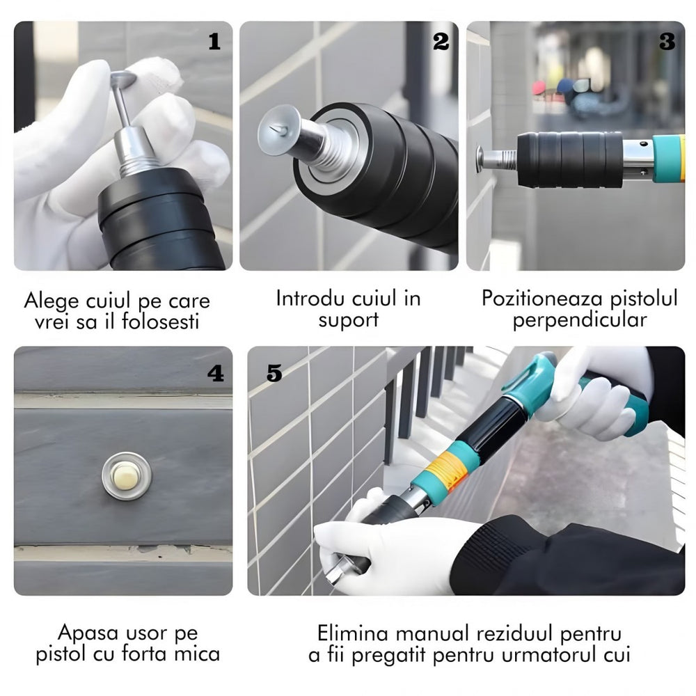 Kit pistol manual pentru fixare nituri/ cuie, Accesorii + 50 Cuie - PromotiiZilnice