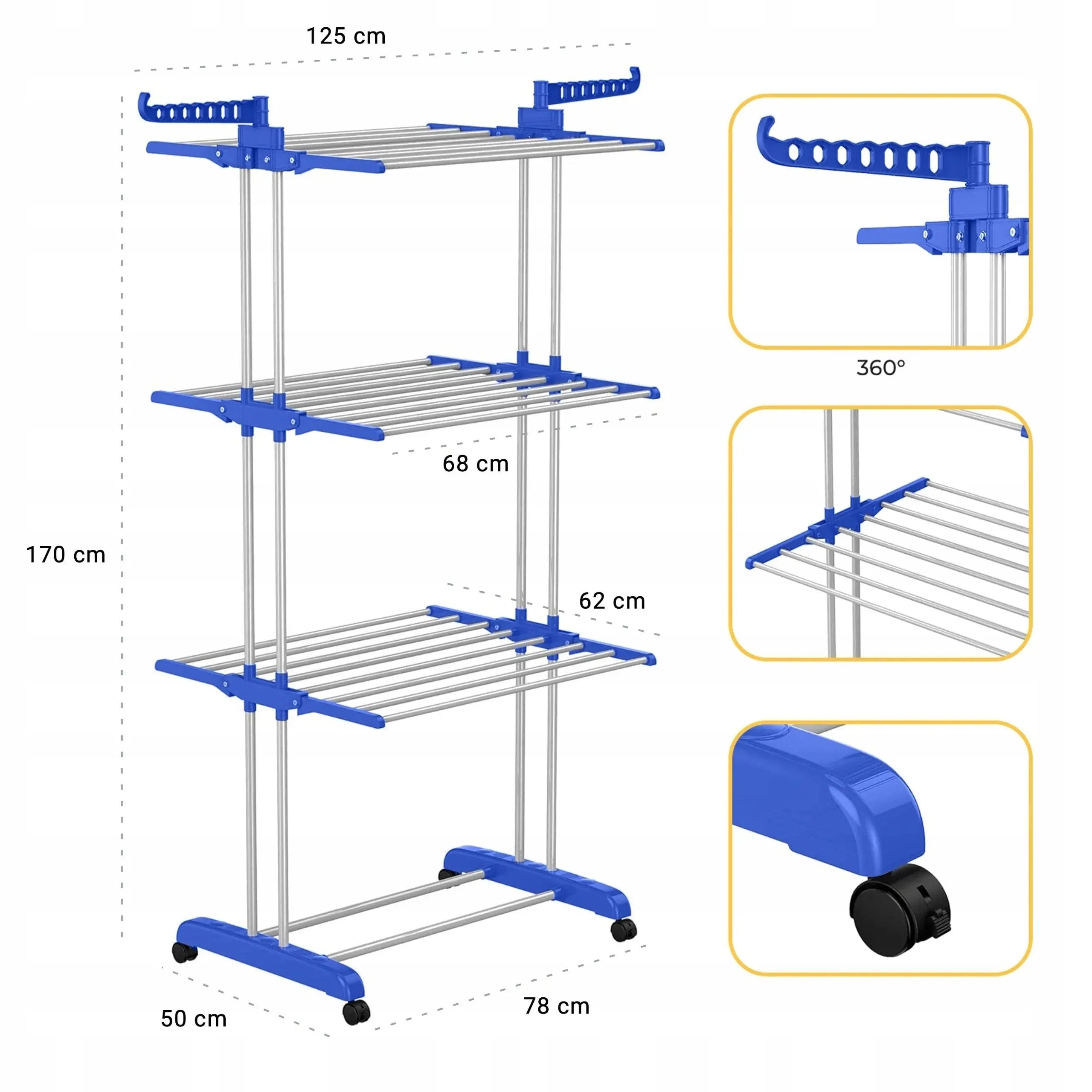Uscator vertical rufe pliabil cu roti si suport umerase PromotiiZilnice