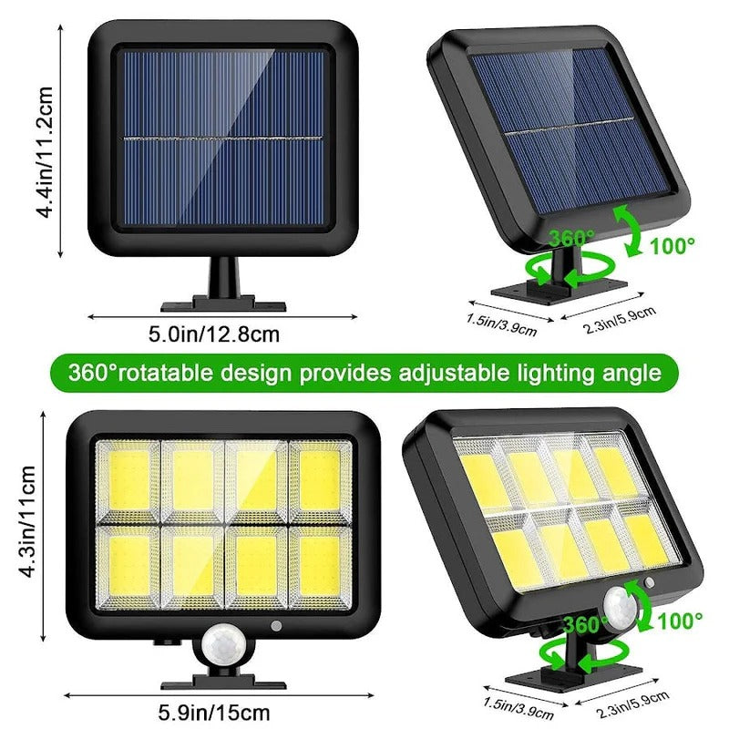 Lampa Solara 100W, 100 LED COB, IP65, Senzor de Miscare